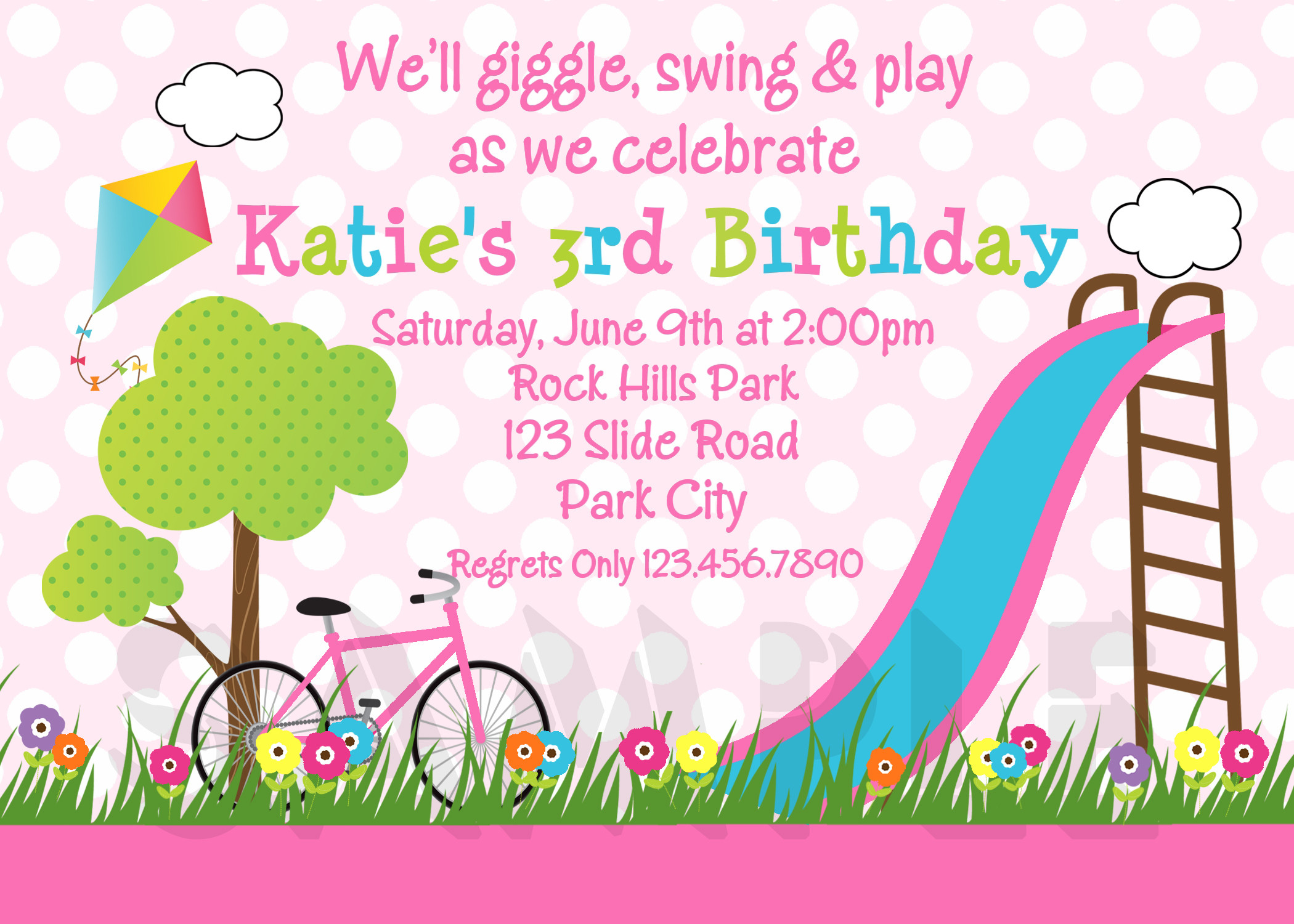 Girls Birthday Party Invitations
 Printable Birthday Invitations Girls Park Party