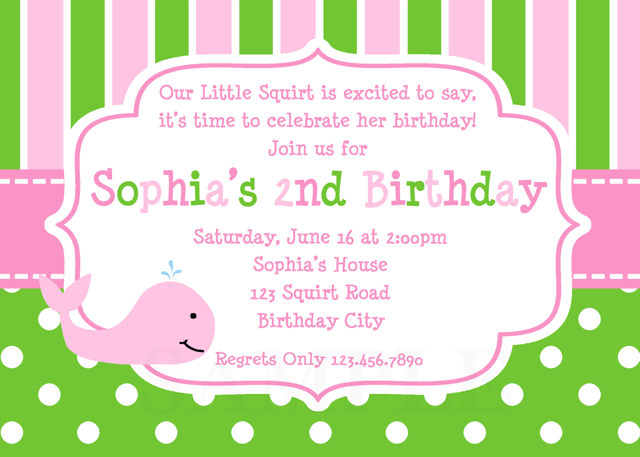 Girls Birthday Party Invitations
 Printable Birthday Invitations Girls Whale Party