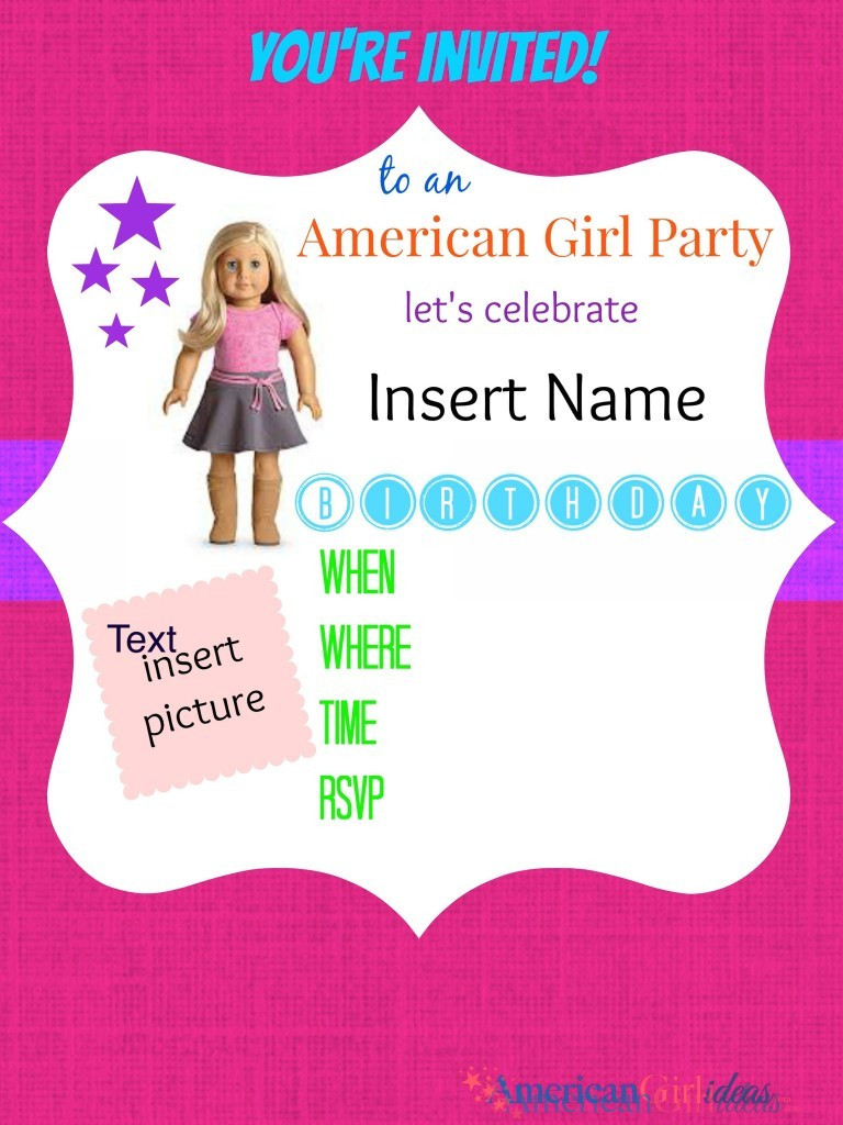 Girls Birthday Party Invitations
 American Girl Party Invitations • American Girl Ideas
