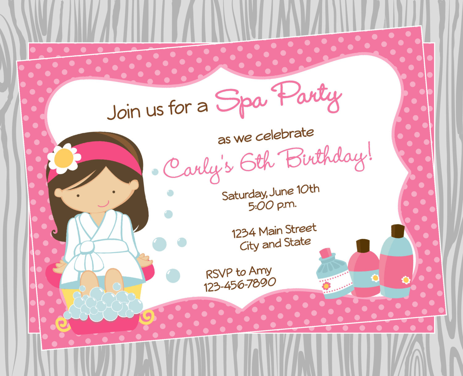 Girls Birthday Party Invitations
 DIY Girl Spa Birthday Party Invitation 4 Coordinating Items