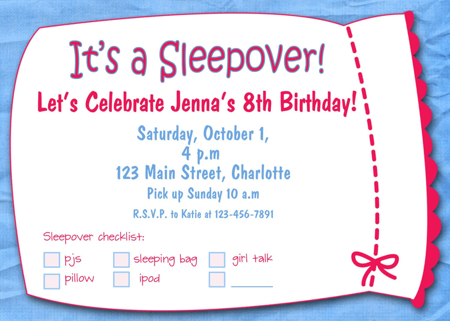 Girls Birthday Party Invitations
 Slumber party girls birthday printable by TheButterflyPress
