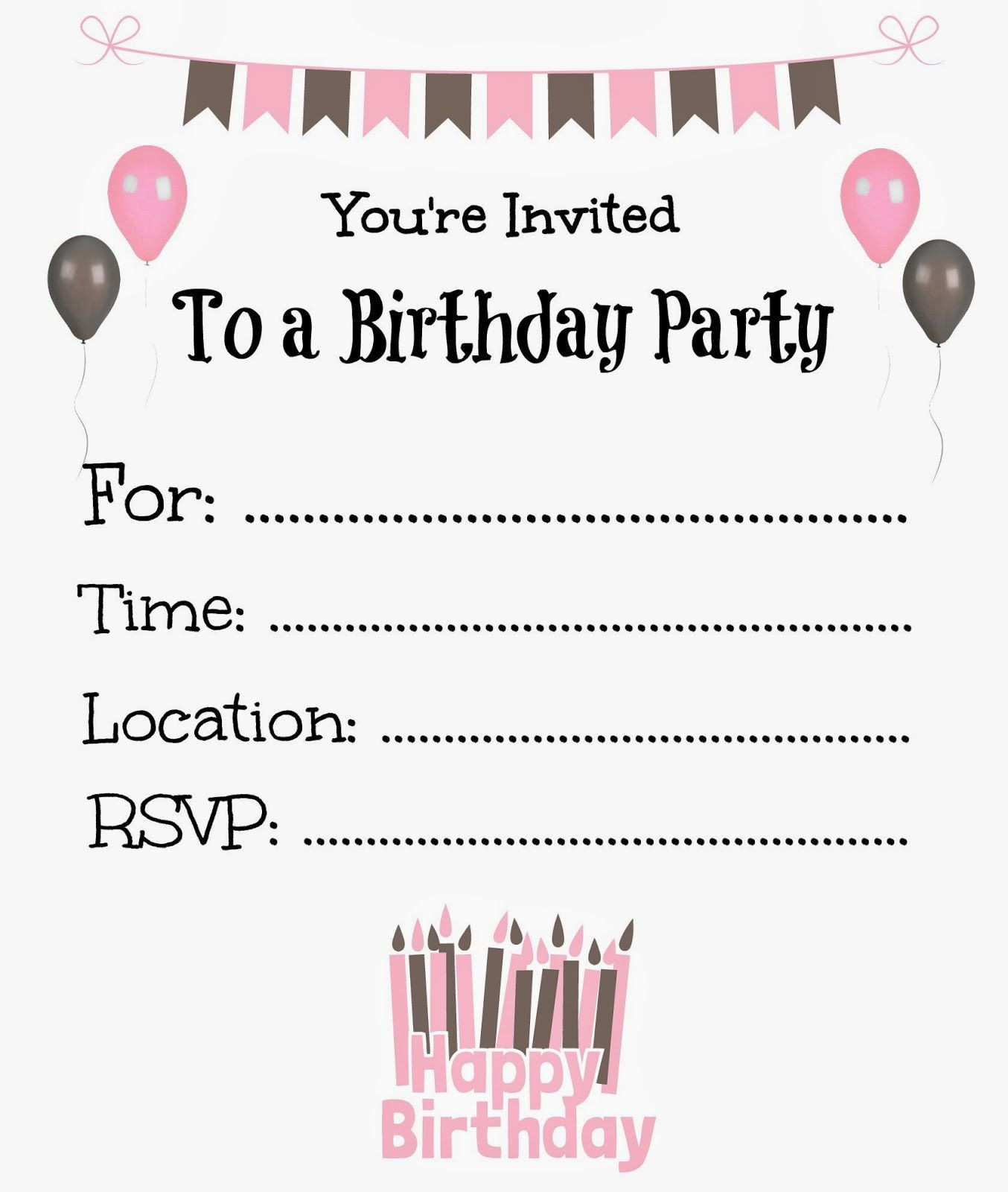 Girls Birthday Party Invitations
 Free Printable Birthday Invitations For Kids birthday