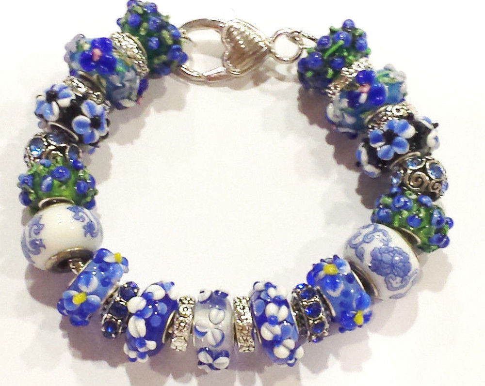 Glass Bead Bracelets
 European Bead Charm Bracelet Murano Glass Beads Handmade