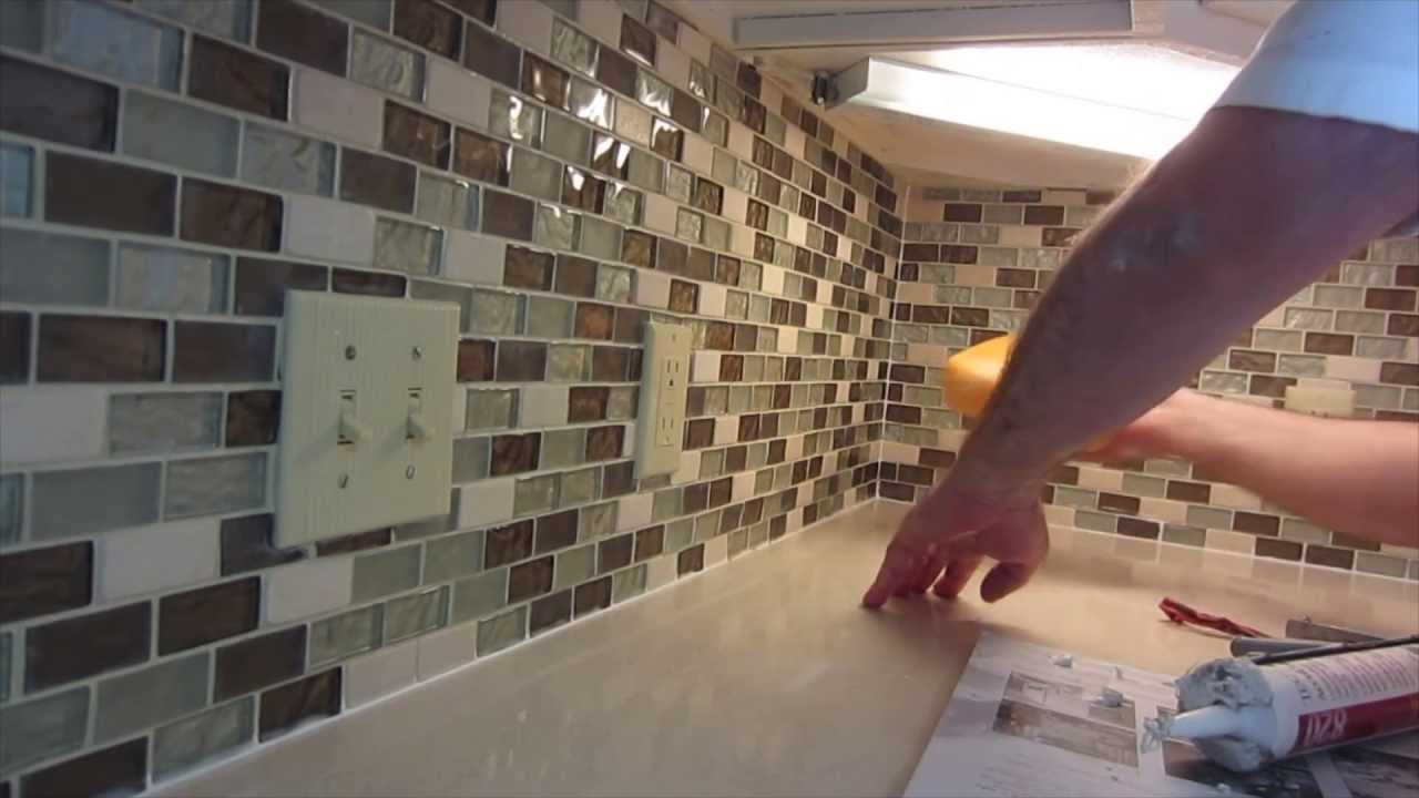 Glass Tile Bathroom Backsplash
 How to install glass mosaic tile backsplash Part 3