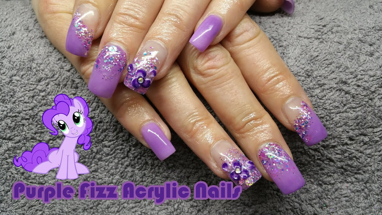 Glitter Fake Nails
 HOW TO purple fizz acrylic nails glitter acrylic prom