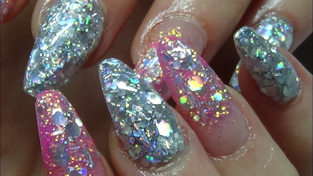 Glitter Fake Nails
 full on glitter acrylic nails bling bling