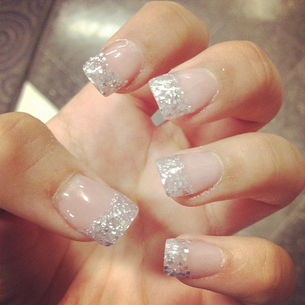 Glitter French Nails
 glitter french tip Nailed It