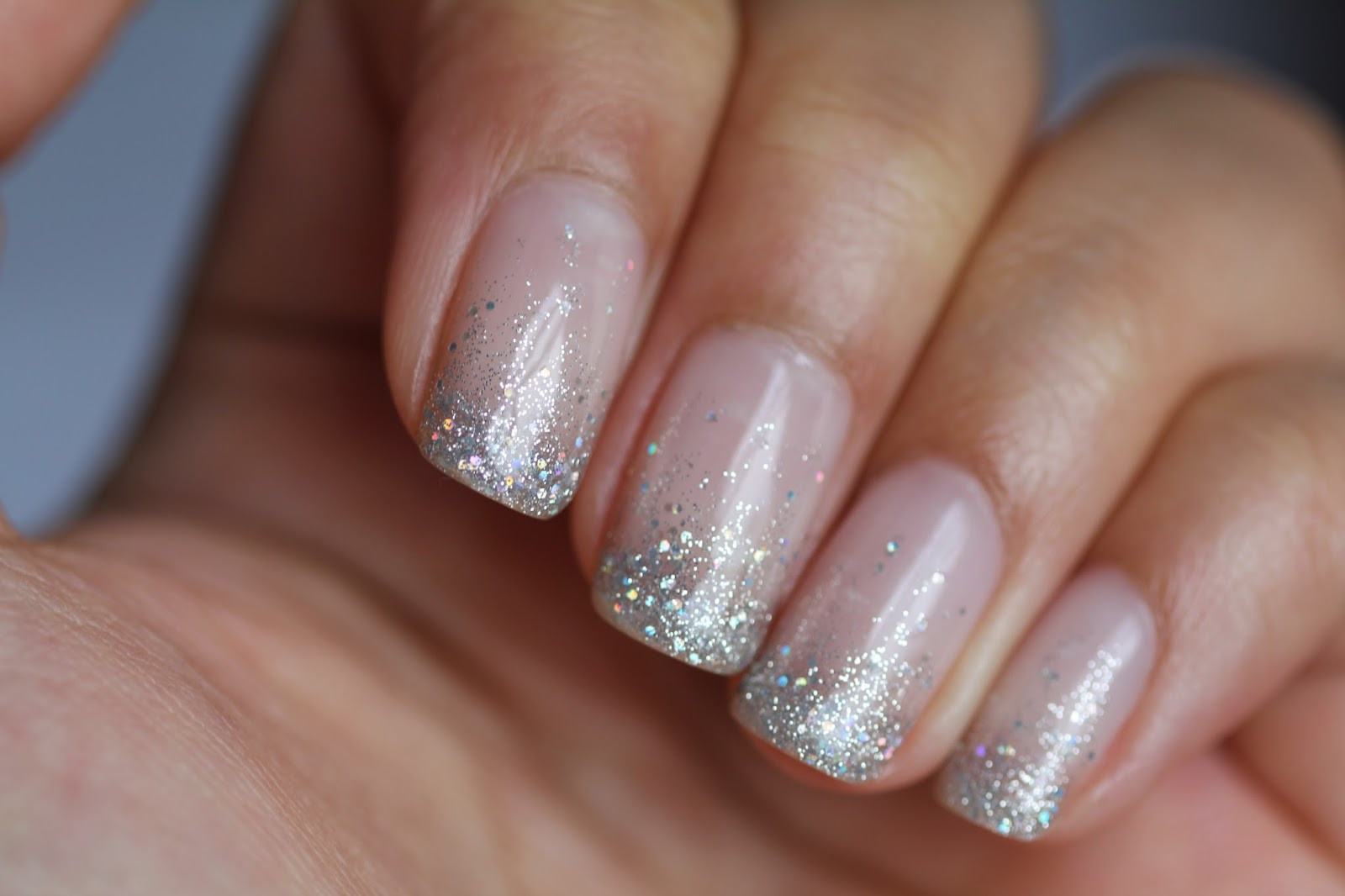 Glitter French Nails
 DSK Steph Cindy s Nails Glitter Waterfall Shellac Nails