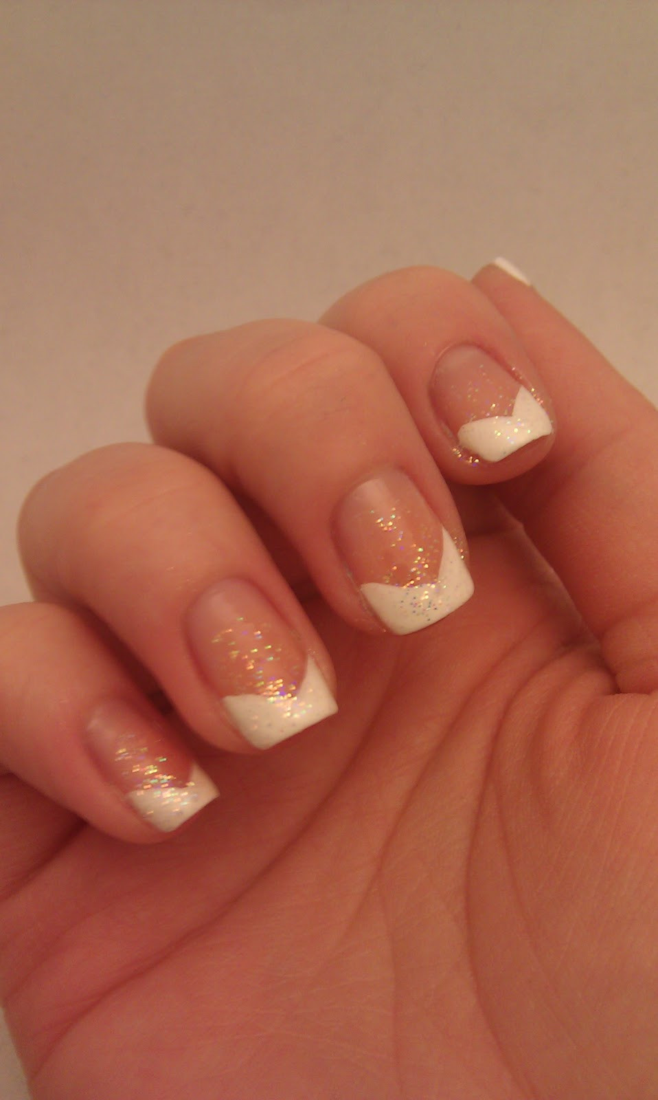 Glitter French Nails
 Let There Be Lacquer Classic V French Manicure with Glitter