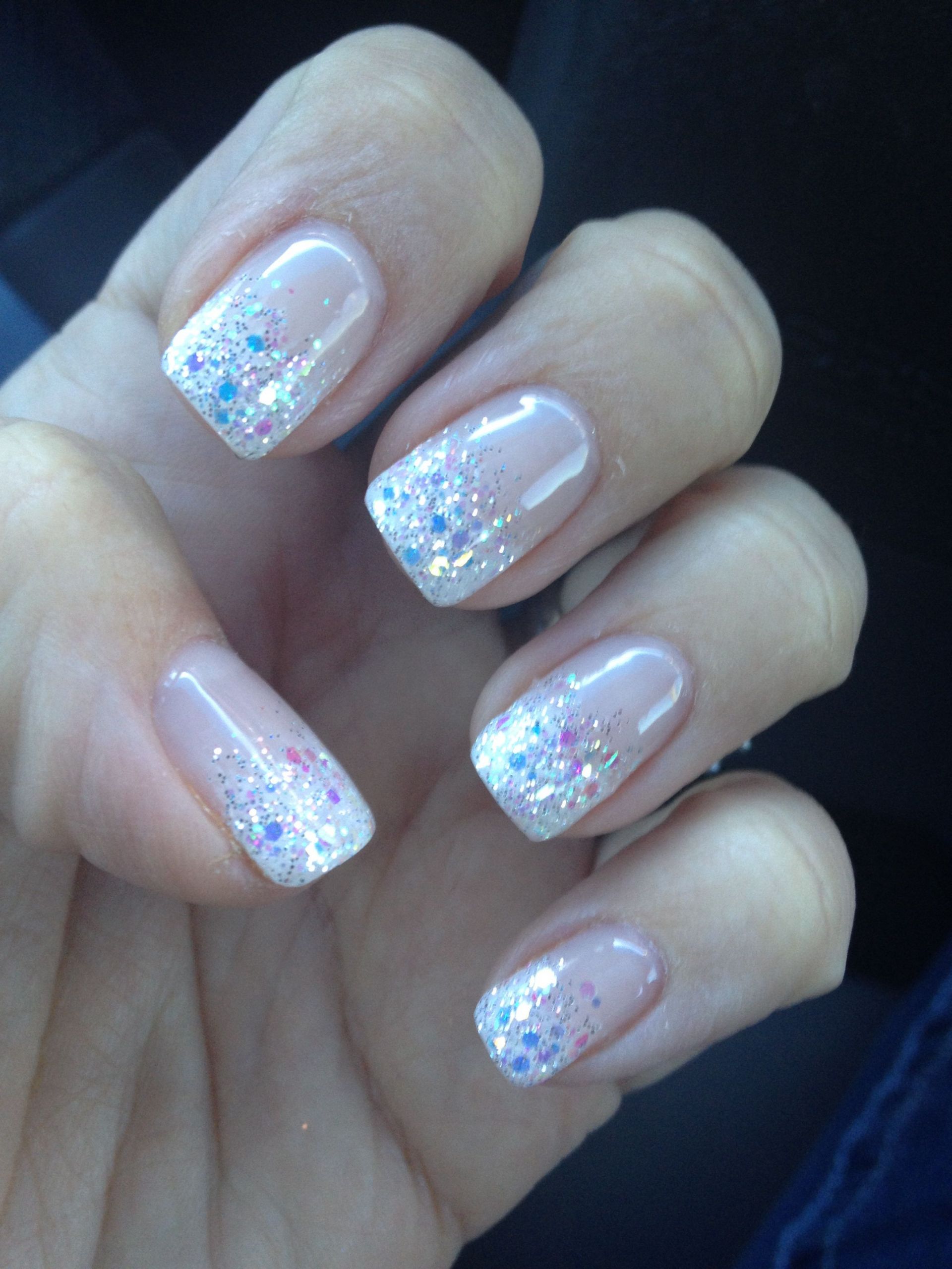 Glitter French Tip Nails
 The perfect glitter french fade mani