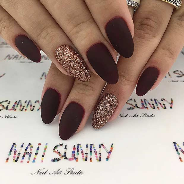 Glitter Matte Nails
 43 Chic Burgundy Nails You ll Fall in Love With