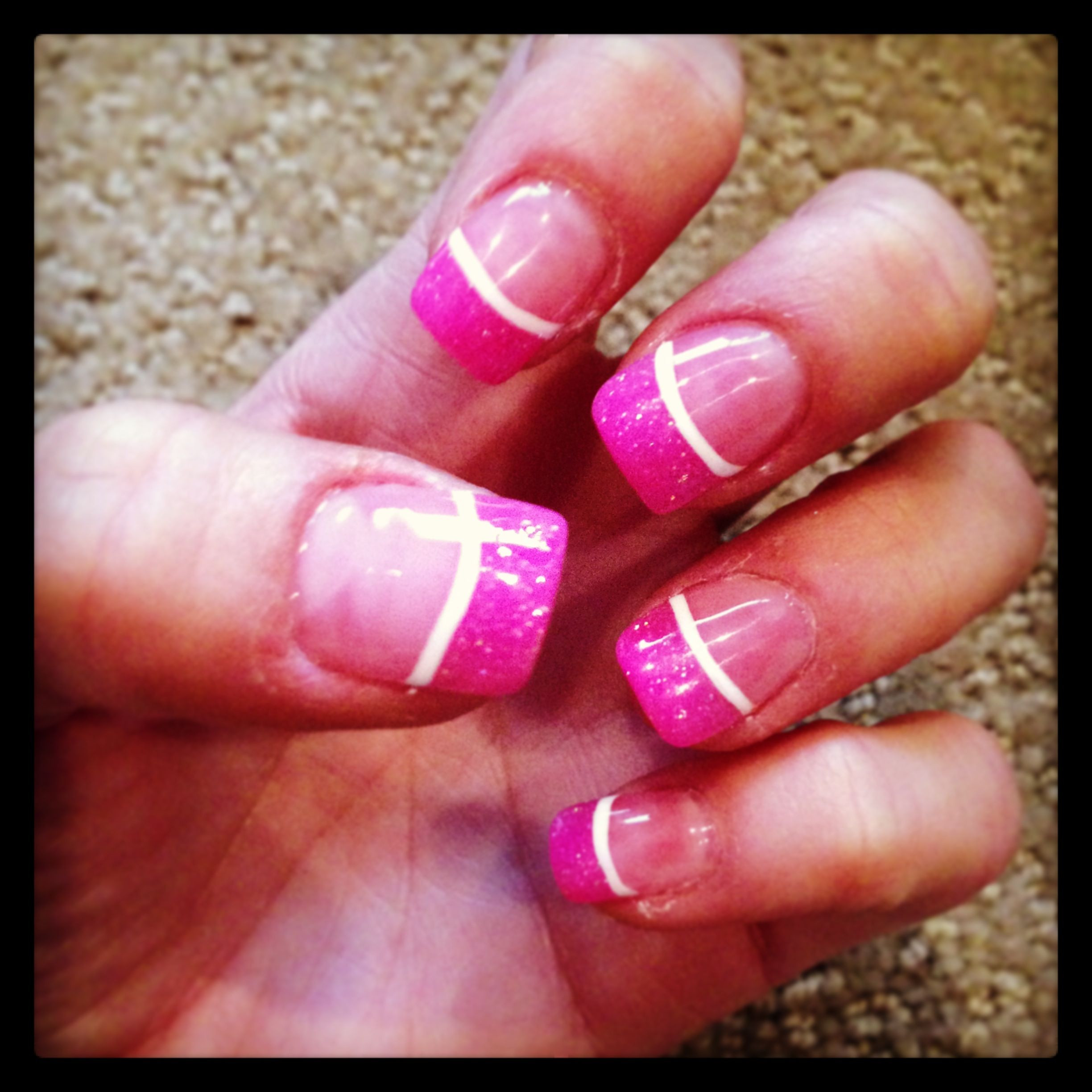 Glitter Solar Nails
 Glitter Barbie pink solar nails with gel
