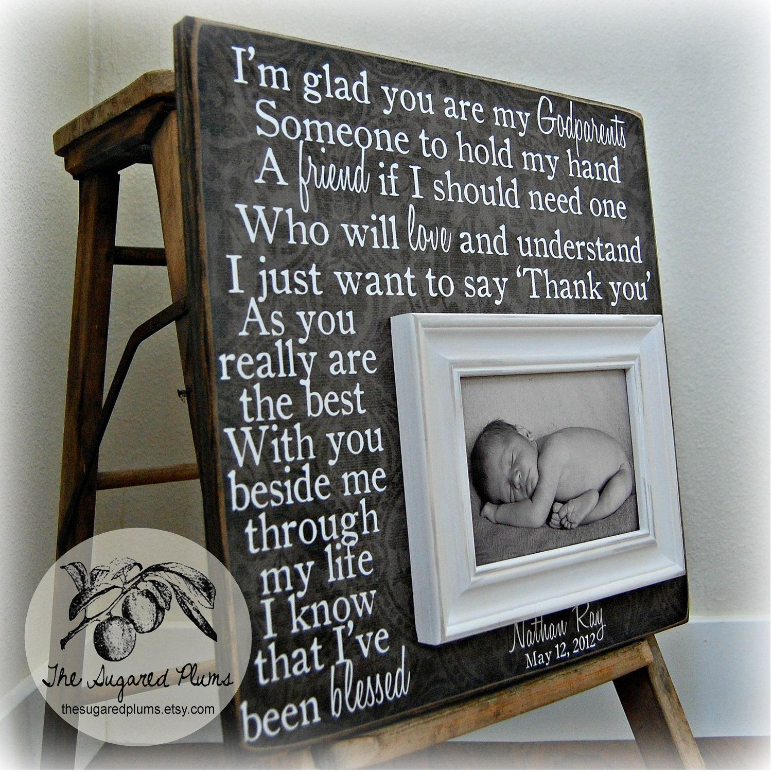 Godmother Gift Ideas For Baptism
 Baptism Gifts for Godparents Picture Frame Christening