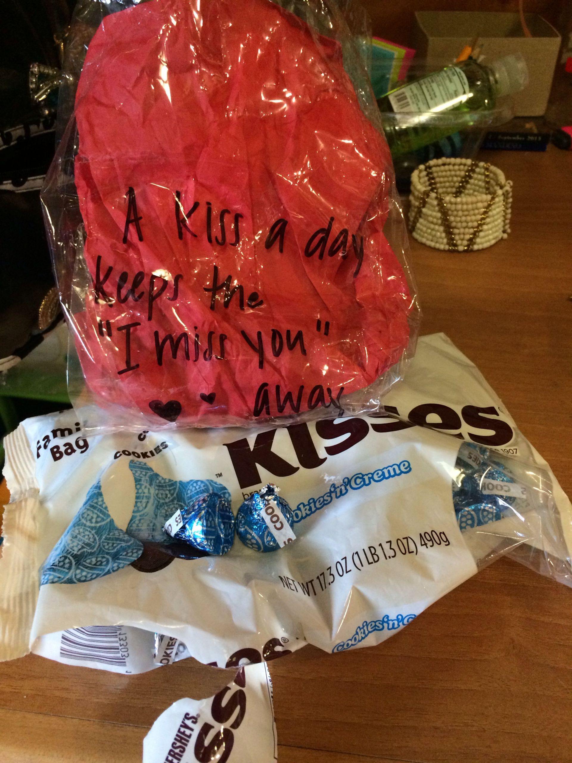 Going Away Gift Ideas For Girlfriend
 "A kiss a day keeps the I miss you away " made with