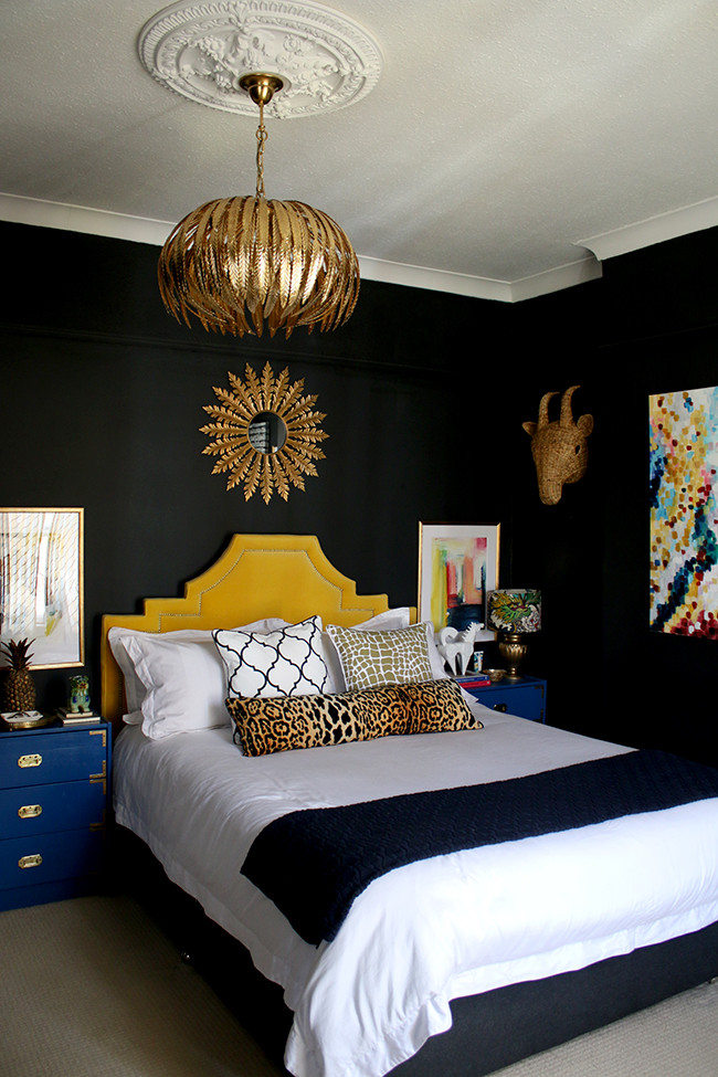Gold Bedroom Walls
 My New Gold Glam Light Fixture in the Bedroom Swoon Worthy