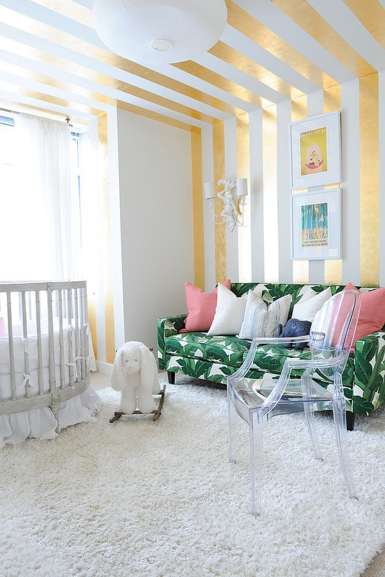 Gold Bedroom Walls
 20 Chic Nursery Ideas for Those Who Adore Striped Walls