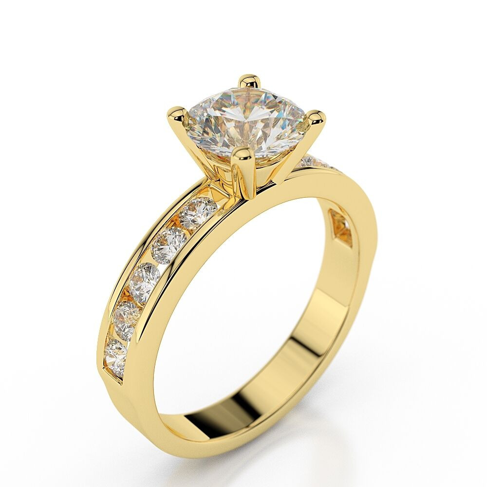 Gold Diamond Wedding Rings
 1 Carat D VS2 Enhanced Diamond Engagement Ring Round Cut