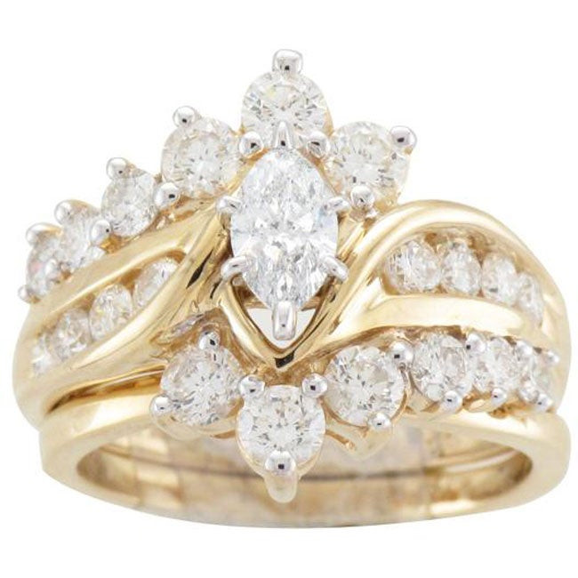 Gold Diamond Wedding Rings
 14k Yellow Gold 2ct TDW Diamond Bridal Ring Set Free
