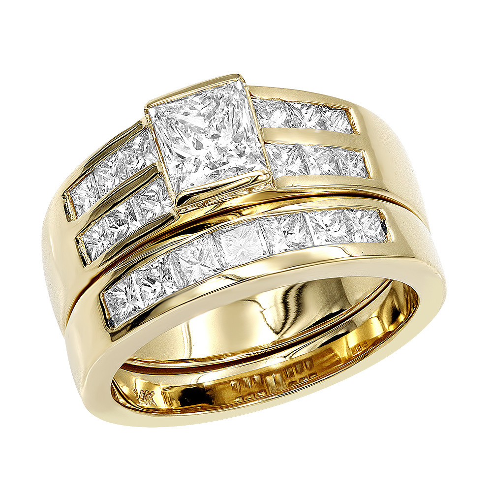 Gold Diamond Wedding Rings
 14K Gold 2 Carat Princess Cut Diamond Engagement Ring