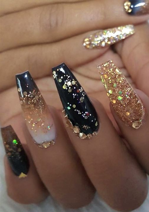 Gold Glitter Coffin Nails
 1272 best Nails images on Pinterest