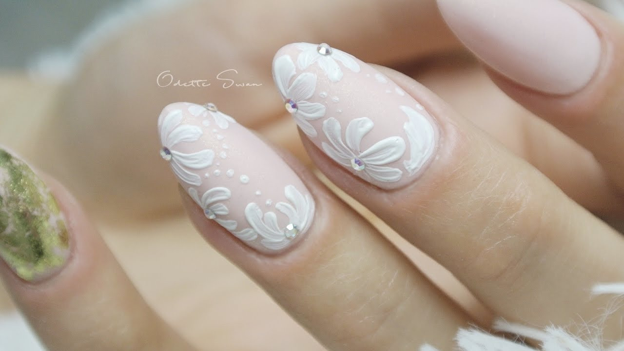 Gold Wedding Nails
 Wedding nails flowers & gold How to MAKE EASY flower on