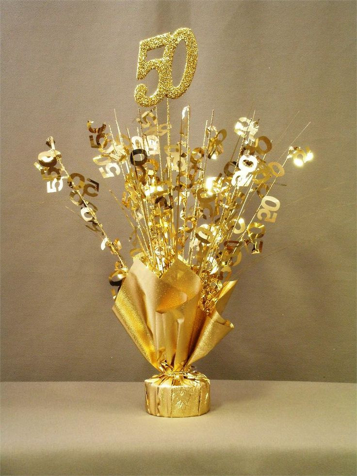 Golden Birthday Decorations
 Gold 50 Table Centerpiece