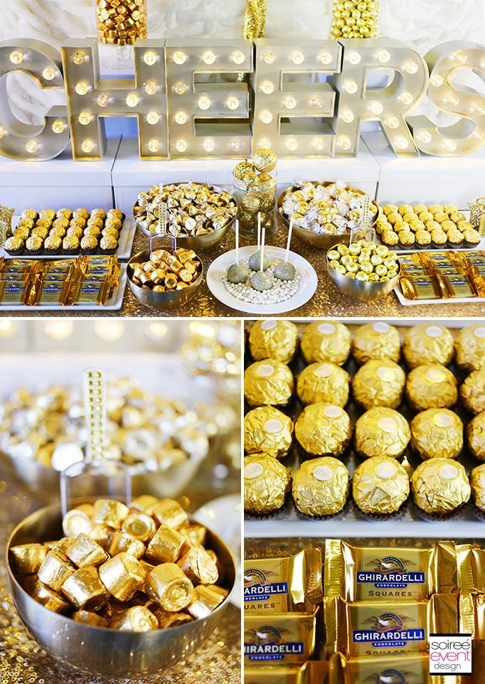 Golden Birthday Decorations
 How to Set Up a Gold Candy Table Shopping List