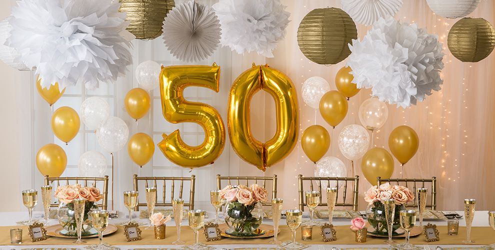Golden Birthday Decorations
 Golden 50th Wedding Anniversary Party Supplies 50th
