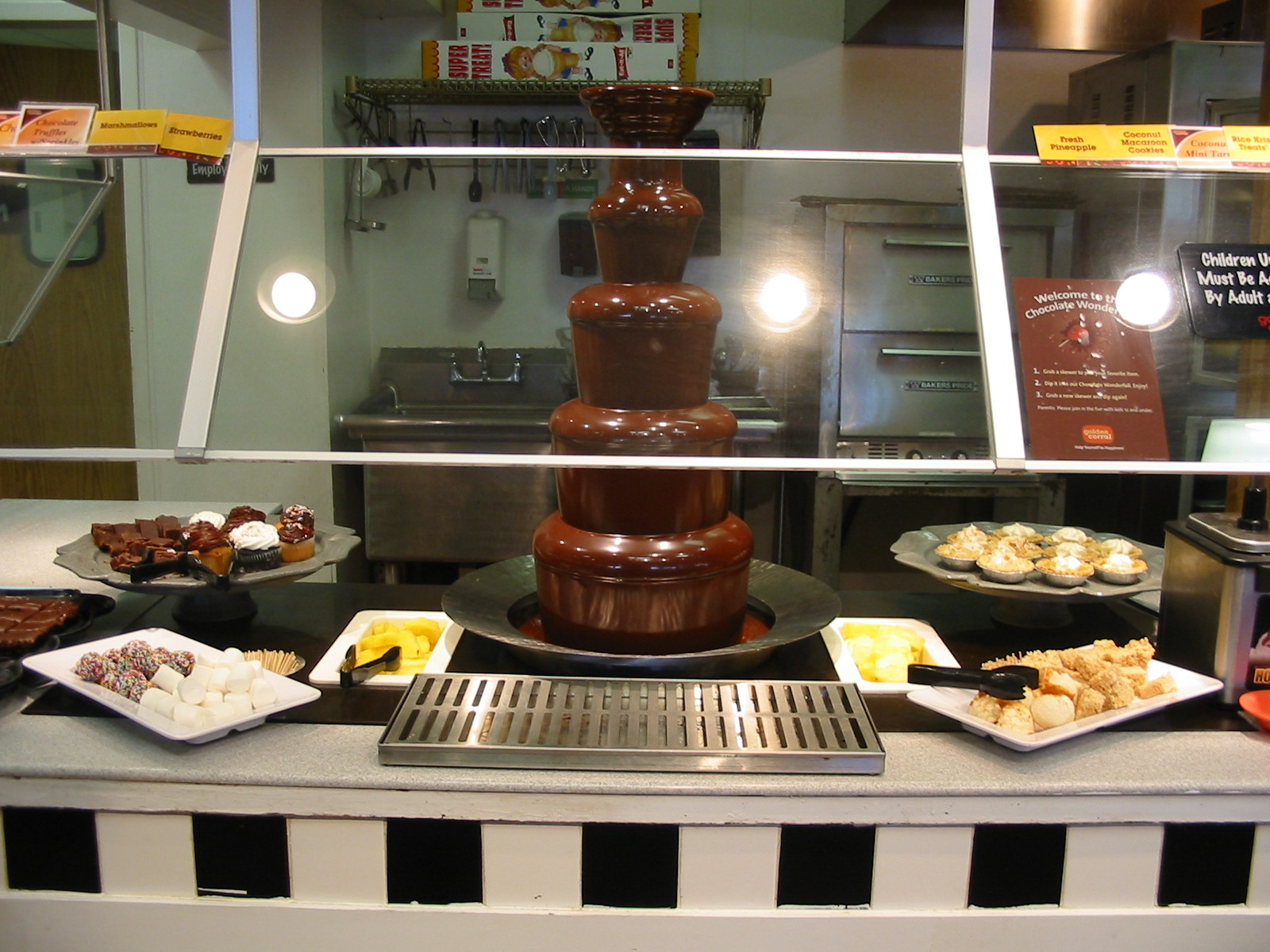 Golden Corral Desserts
 The Chocolate Cult Chocolate Fountain at Golden Corral