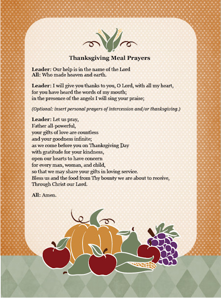 Grace For Easter Dinner
 Thanksgiving Day Meal Prayers – Family in Feast and Feria