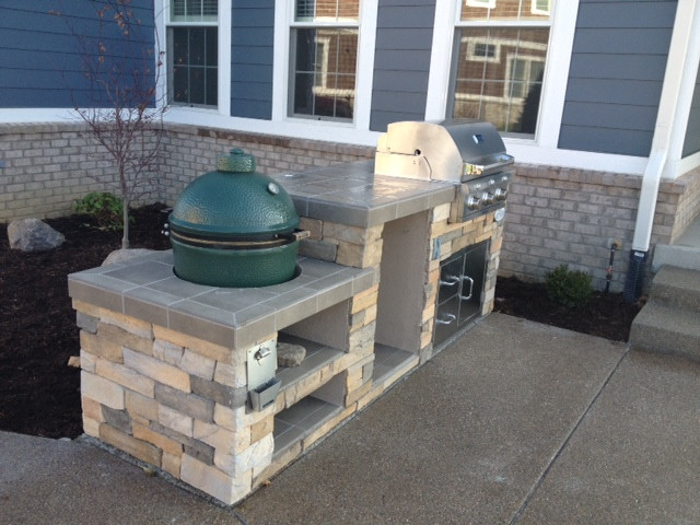 Green Egg Outdoor Kitchen
 Outdoor Living Big Green Egg Smoker and Saber Grill
