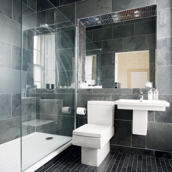 Grey Bathroom Designs
 Modern charcoal grey bathroom