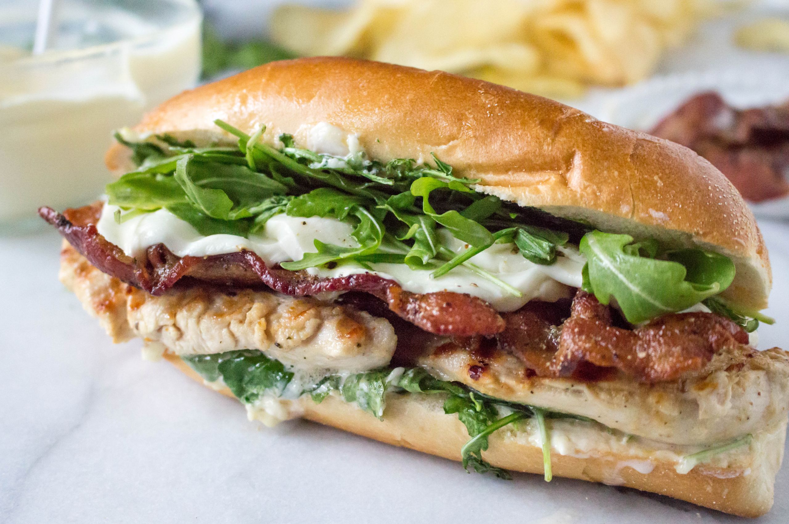 Grilled Bbq Chicken Sandwich
 Grilled Chicken Sandwiches with Peppered Bacon & Lemon Aioli