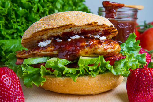 Grilled Bbq Chicken Sandwich
 Strawberry BBQ Chicken Club Sandwich with Bacon Avocado