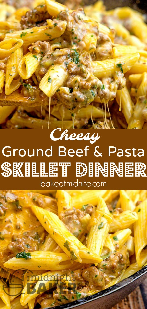 Ground Beef And Cheese Recipes
 Cheesy Ground Beef Pasta Skillet The Midnight Baker