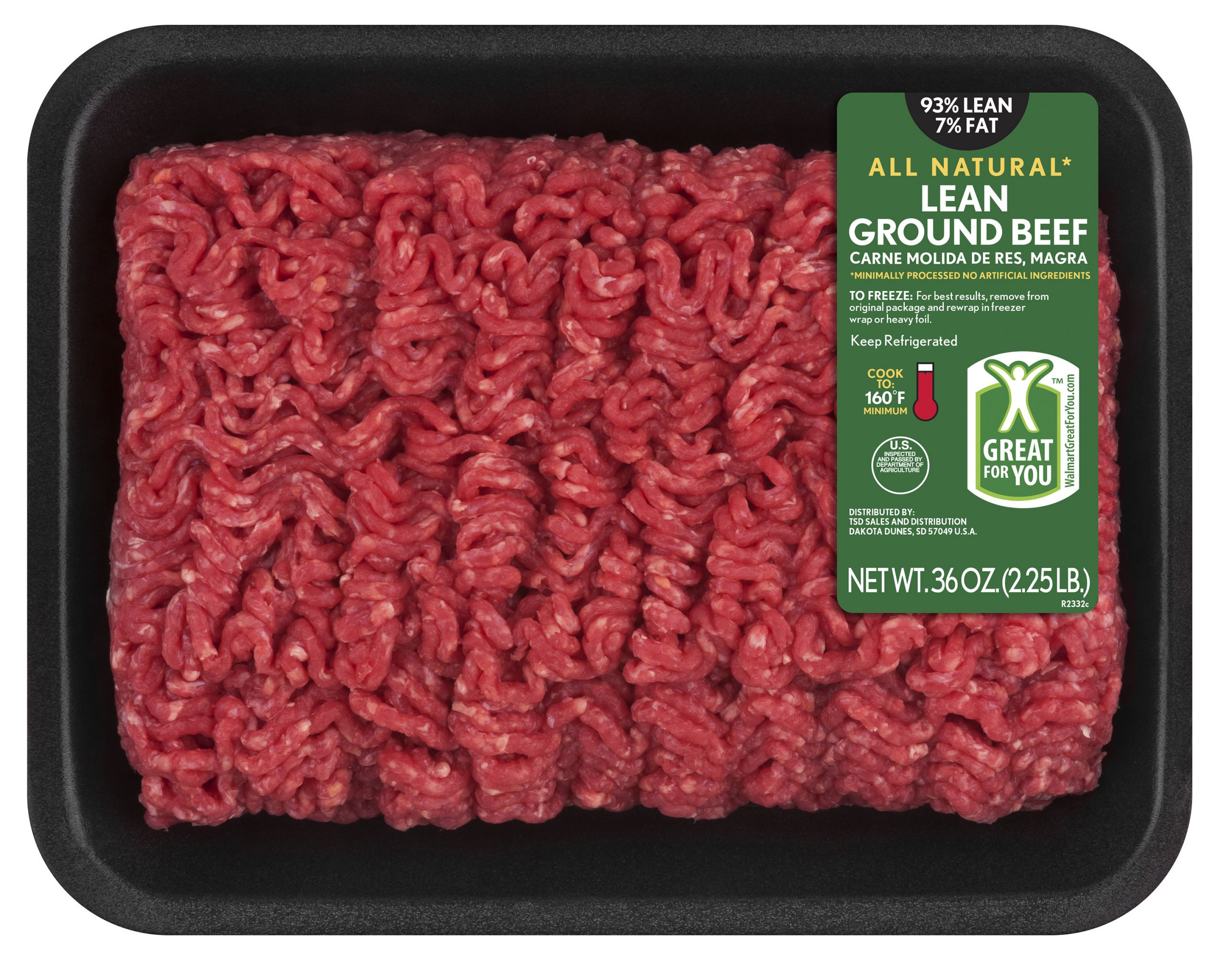 Ground Beef Walmart
 All Natural Lean Fat Lean Ground Beef Tray 2 25