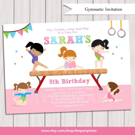 Gymnastics Birthday Invitations
 GYMNASTIC Birthday Invitation Printable Gymnastics