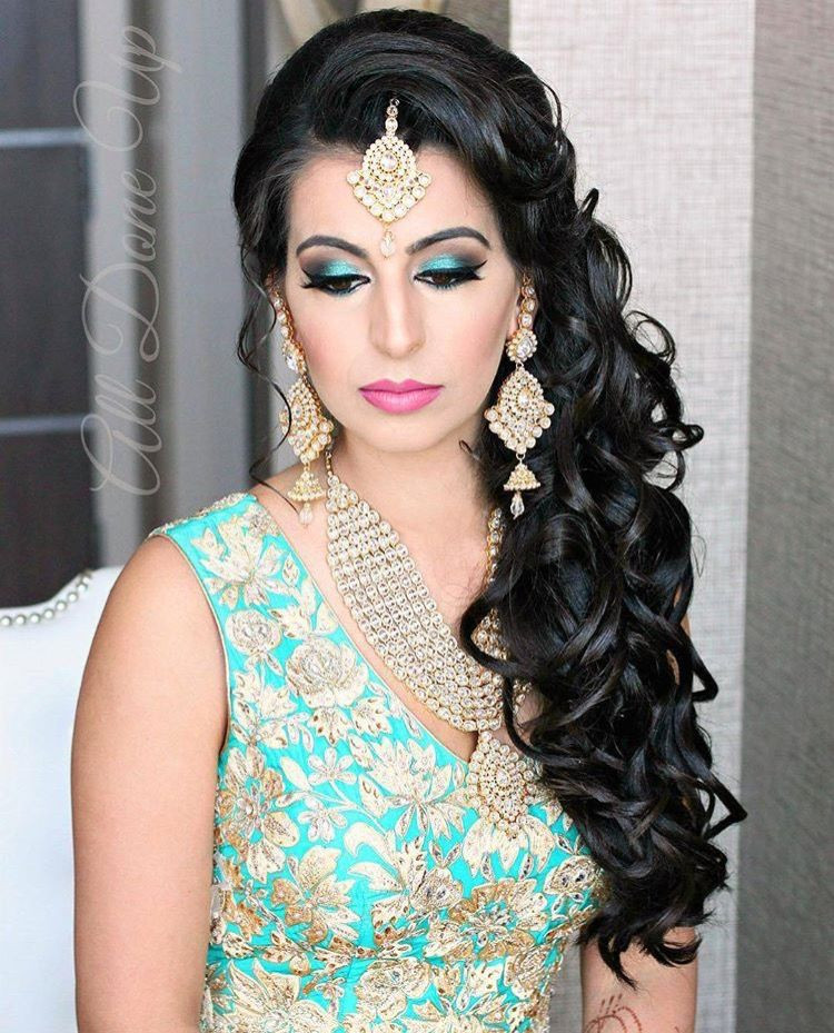 Hairstyle For Indian Weddings
 Gorgeous Kundan Jewelry paired with a bright teal lehenga