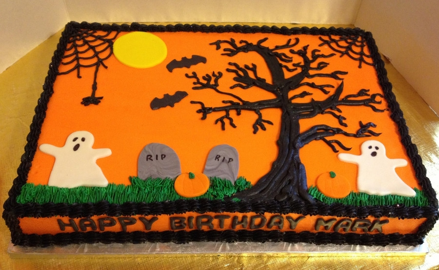 Halloween Sheet Cake
 Halloween Birthday Sheet Cake CakeCentral
