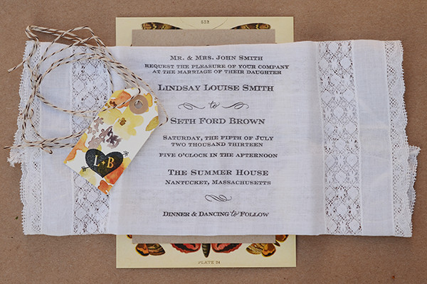 Handkerchief Wedding Invitations
 DIY Tutorial Rubber Stamp Butterfly Handkerchief Wedding