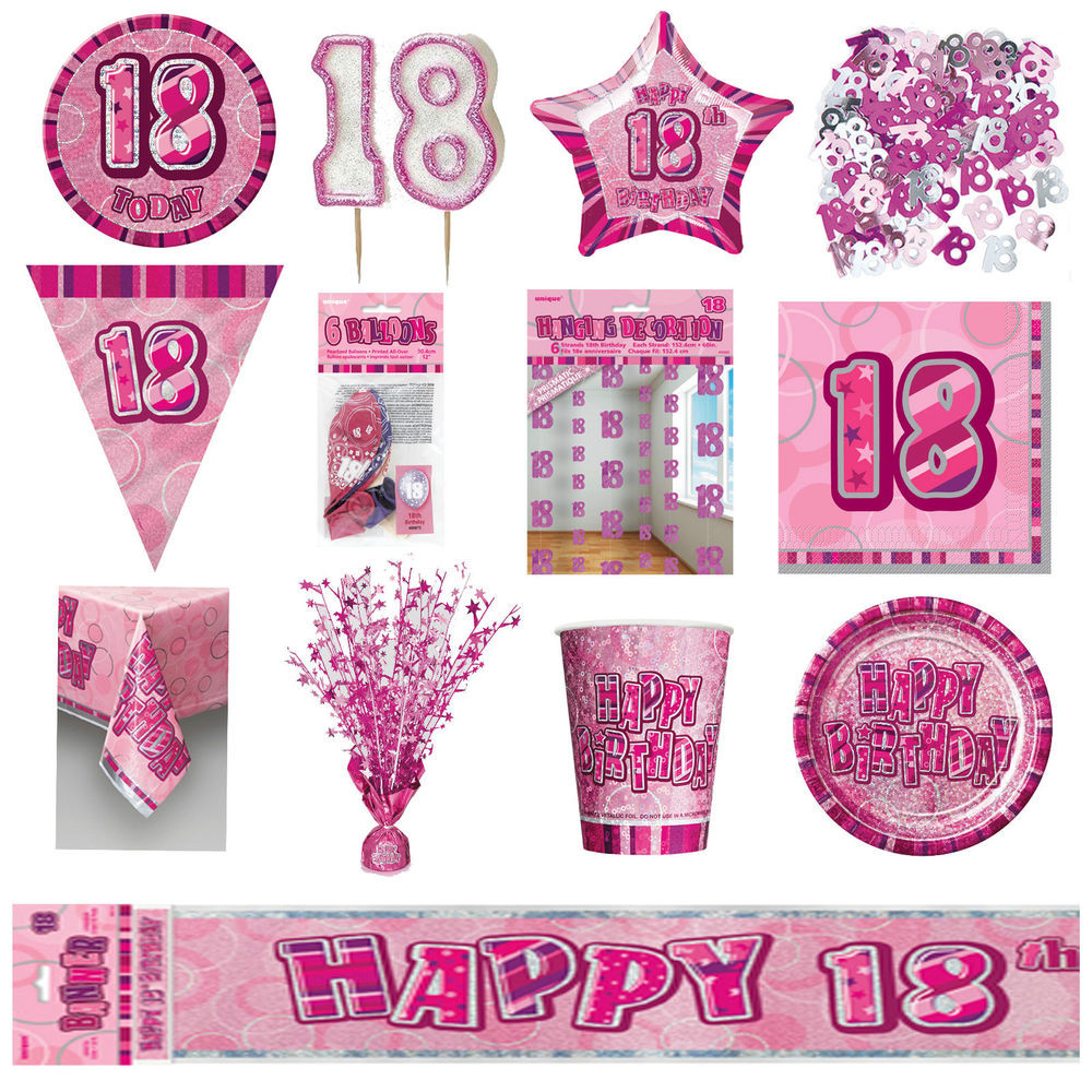 Happy 18th Birthday Decorations
 18th Pink Glitz Birthday Party Supplies Decorations