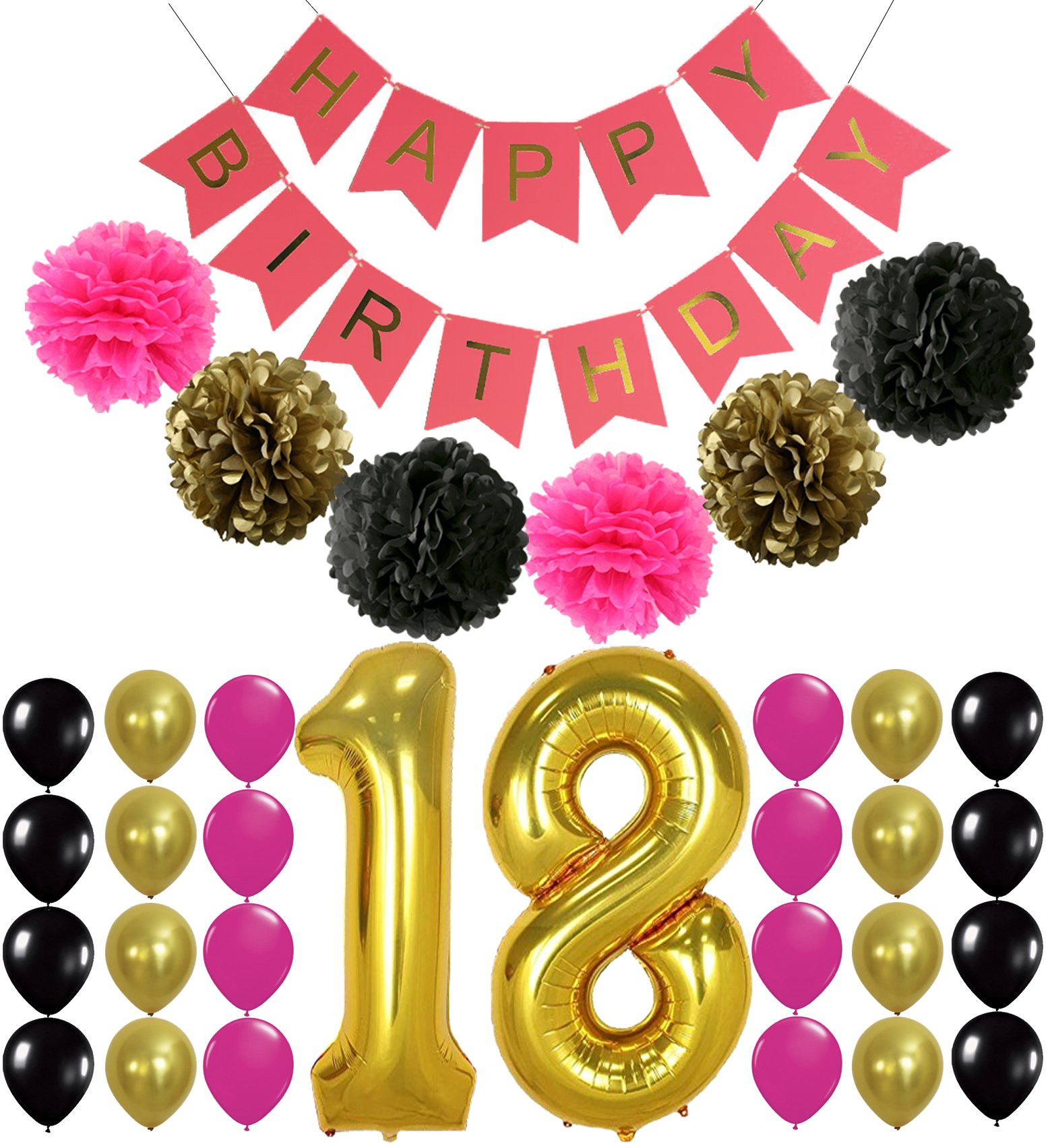 Happy 18th Birthday Decorations
 Amazon Gold Happy Birthday Cake Topper 18th Number