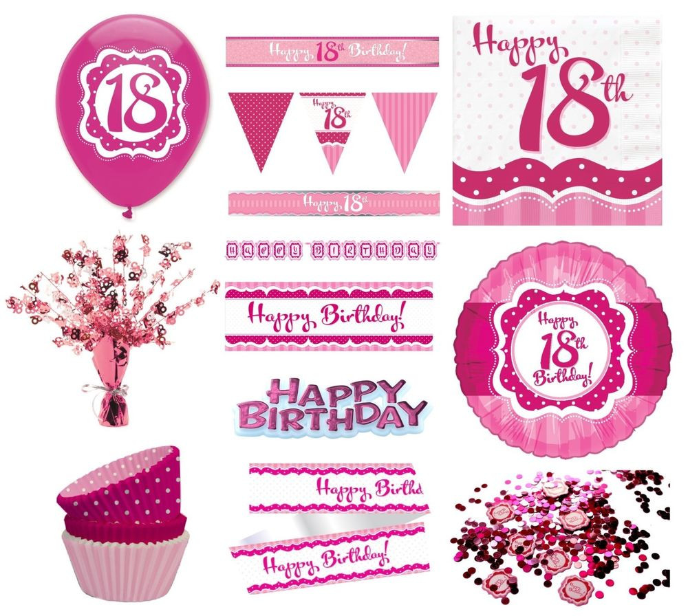 Happy 18th Birthday Decorations
 PERFECTLY PINK Girl Age 18 Happy 18th Birthday PARTY ITEMS