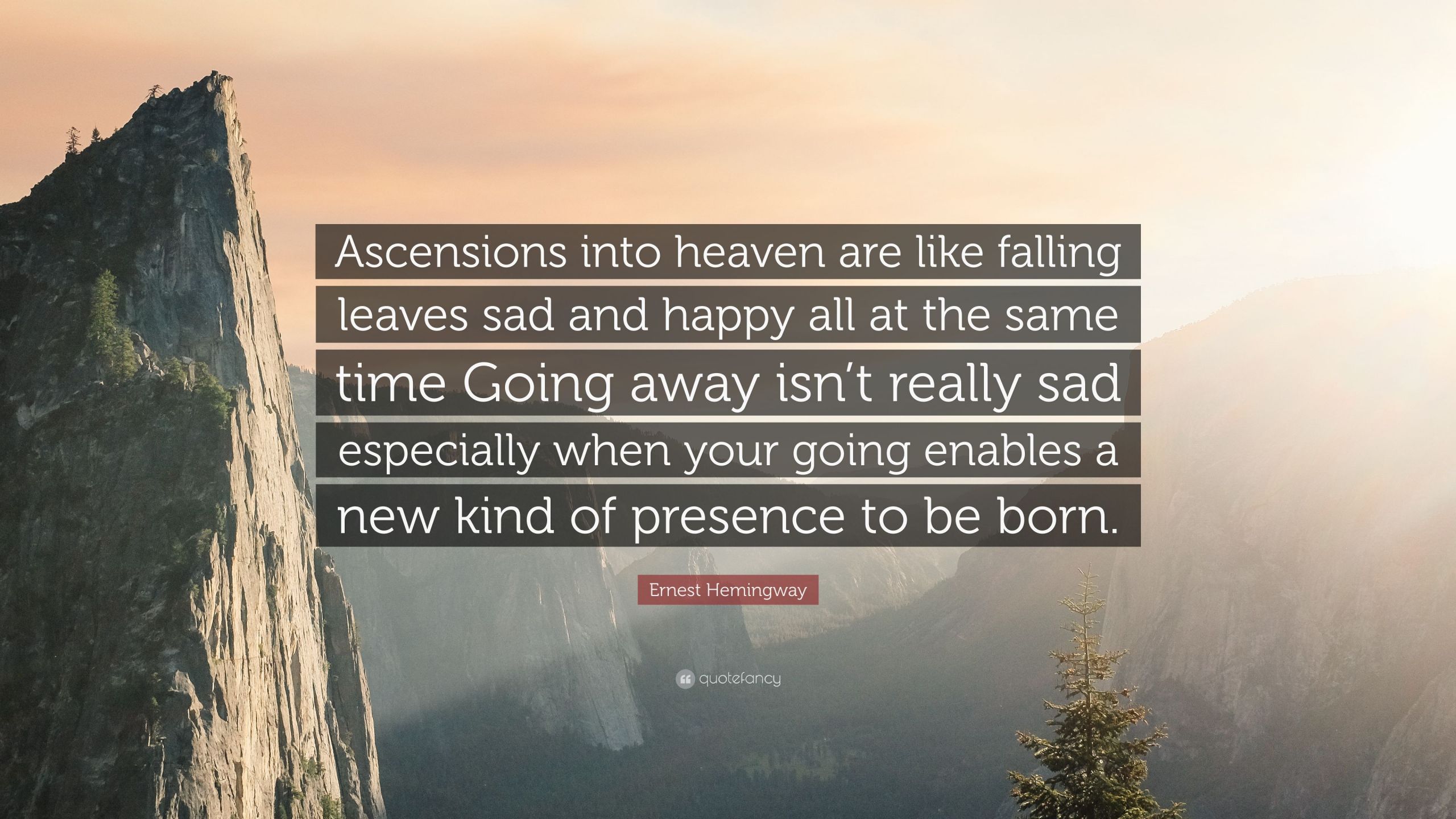 Happy And Sad At The Same Time Quotes
 Ernest Hemingway Quote “Ascensions into heaven are like