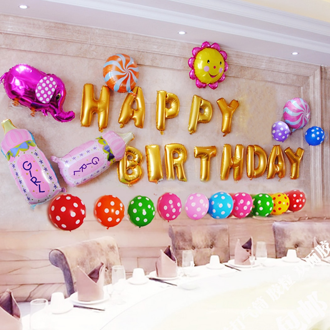Happy Birthday Party
 Happy Birthday Aluminum Foil Membrane Balloons 1 Set Party