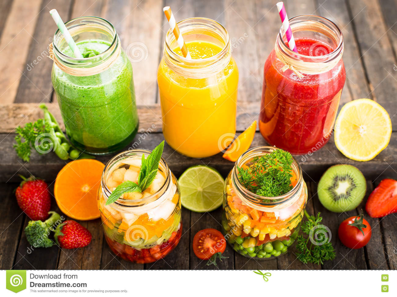 Healthy Vegetable Smoothies
 Healthy Fruit And Ve able Salad And Smoothies Stock