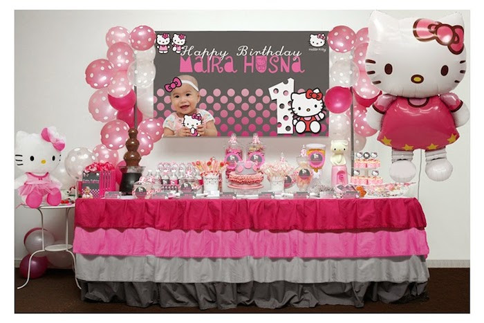 Hello Kitty Birthday Party Supplies
 Kara s Party Ideas Pink & Grey Hello Kitty Birthday Party