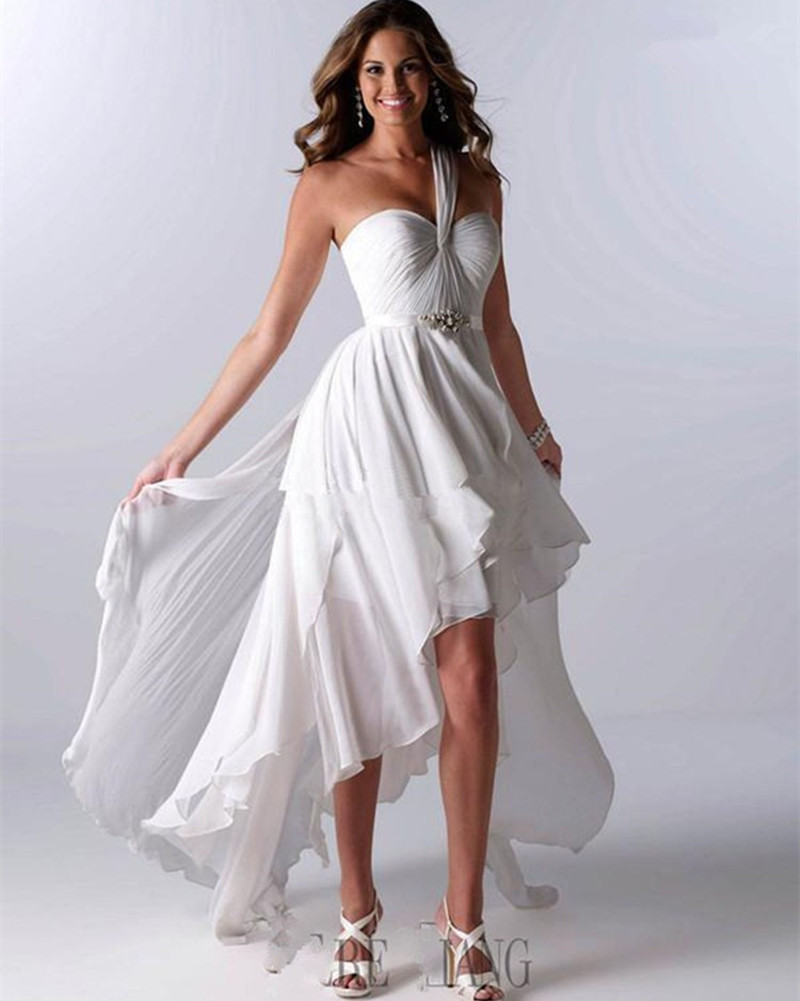 Hi Lo Wedding Dresses
 Simple White Chiffon Wedding Dresses 2015 Floor Length e