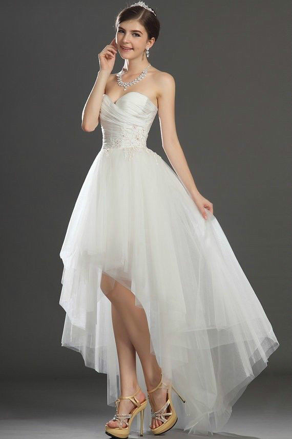 Hi Lo Wedding Dresses
 White Ivory Wedding Dresses Hi Lo Bridal Gowns Custom Size