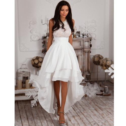 Hi Lo Wedding Dresses
 Hi Lo Satin Wedding Dress Summer Short Bridal Gown Custom